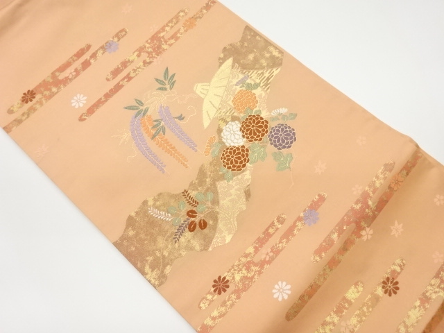 JAPANESE NAGOYA OBI / WOVEN FLOWERS
